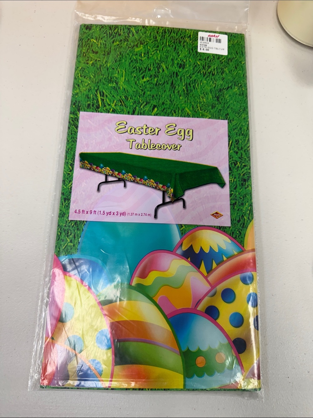 Beistle Easter Egg Tablecover - Green Easter Tablecover 4.5 feet x 9 ft grass